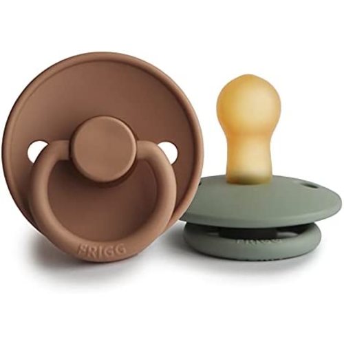 FRIGG Natural Rubber Baby Pacifier | Made in Denmark | BPA-Free (Sage/Peach Bronze, 0-6 Months)