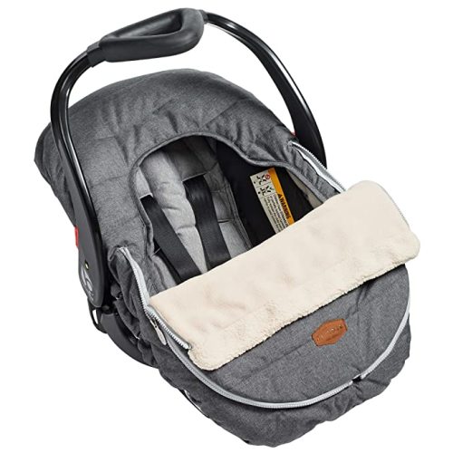 JJ Cole Winter Baby Car Seat Cover - Winter Car Seat Cover for Baby Seat or Stroller - Infant Car Seat Covers with Warm Sherpa Lining - Heather Gray