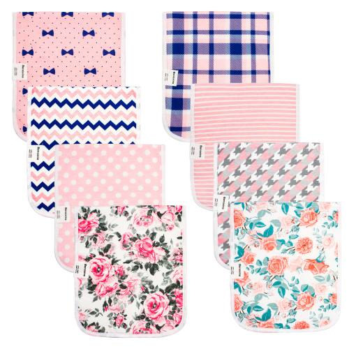 Benoxine Ultra-Soft Baby Burp Cloths Super Soft and Absorbent, Large Size, Cotton,Adorable Designs Perfect for Boys and Girls 8-Pack