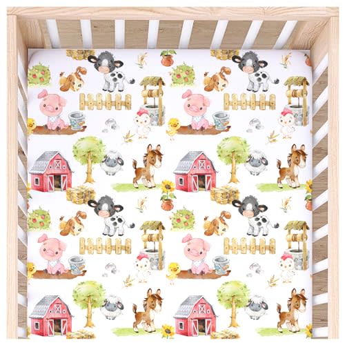 Honey Lemonade - Buttery Soft Rayon Baby Crib Sheets Girl and Boy - Infant Shower Gift - Standard Crib Sheets - Fitted & Breathable Crib Mattress Sheet - Toddler Sheet (Farm Animals)