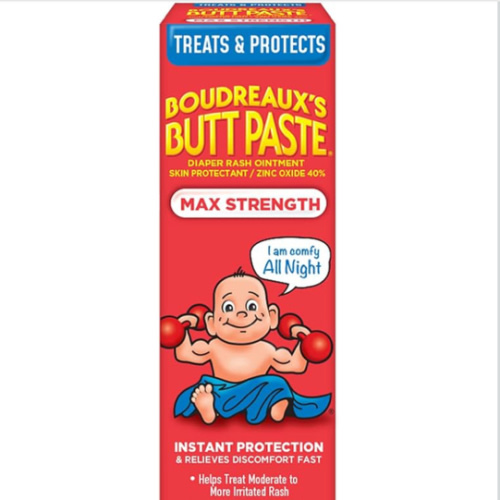 Boudreaux's Butt Paste Maximum Strength Diaper Rash Cream, Ointment for Baby, 4 oz Tube