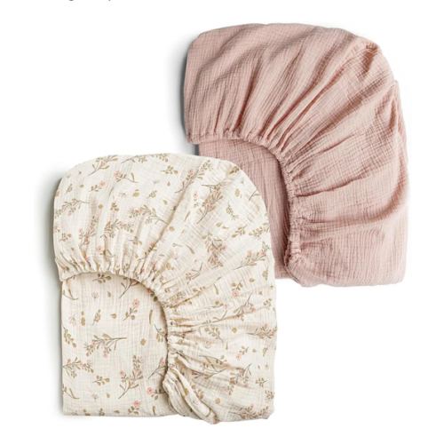 Crib Sheets, 2 PCS Soft and Breathable Cotton Baby Sheets for Standard Crib Mattress, 52"x 28" (Floral, Pink)