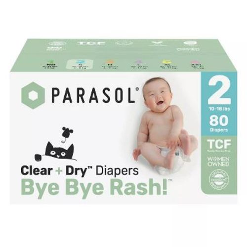 Parasol Clear+Dry Natural Disposable Diapers - Size 2 - 80ct