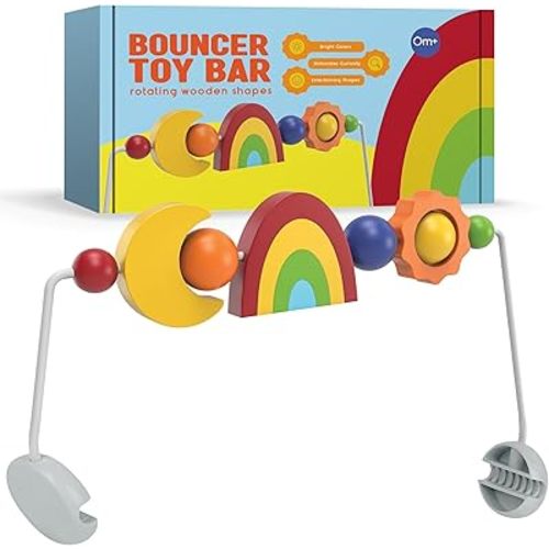 Durabasics Toy Bar Compatible with Baby Bjorn Bouncer Toy Bar - Engaging Colorful Shapes - All Wood - Spinnable - Nature-Inspired Figures Bar Compatible with Baby Bjorn Toy Bar