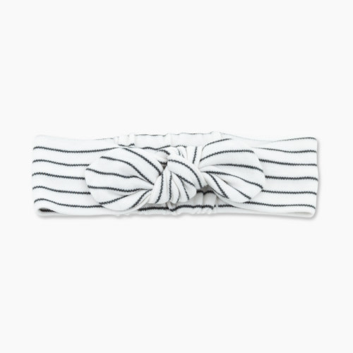 MORI Baby Bow Headband - Grey Stripe, One Size