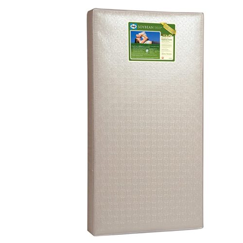 Sealy Baby Soybean Foam-Core Waterproof Standard Toddler & Baby Crib Mattress – Lightweight Hypoallergenic Soy Foam, Design Pattern May Vary, 51.63” x 27.25”