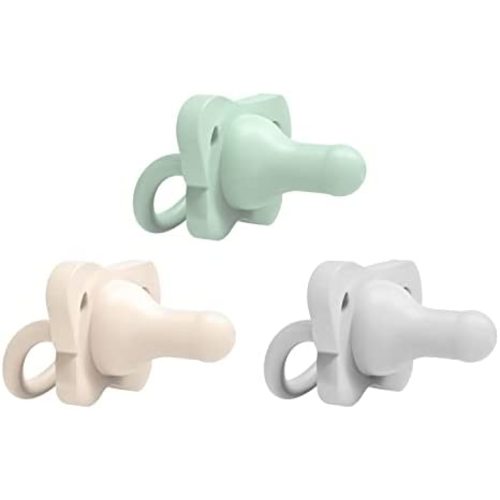 Dr. Brown’s HappyPaci 100% Silicone Pacifier 0-6m, BPA Free, Cool Gray, Green, Ecru, 3 Pack