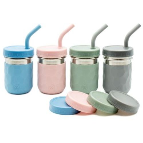 WeeSprout 2-in-1 Drinking Cups for Kids, Durable Stainless Steel Tumbler for Smoothies Kid Cups, Set of 4