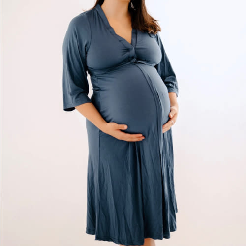 Lila Labor & Postpartum Gown in Midnight Blue