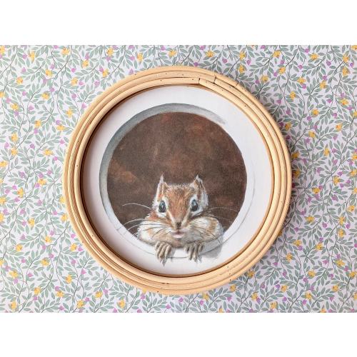 Chipmunk Art Download, Whimsical Cottagecore Nursery Decor, Moody Forest Animal Watercolour Painting, Neutral Autumnal Home Decor