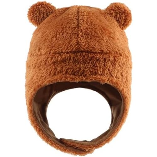 Bear Baby Winter Hat Toddler Earflap Beanie Unisex Infant Snow Cap Warm Fleece Kids Trapper Hats for Girls Boys 0-36M