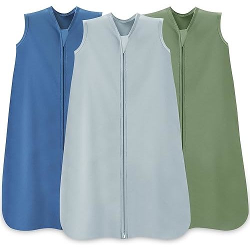 Baby Sleep Sack 0-6 Months,100% Cotton TOG 0.5 Wearable Blanket for Newborn and Infant, 3 Pack 2-Way Zipper Lightweight Sleeping Bags for Toddler