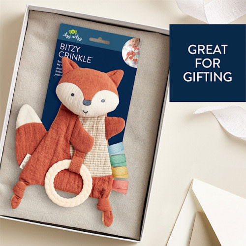 Bitzy Crinkle Sensory Crinkle Toy with Teether - Fox