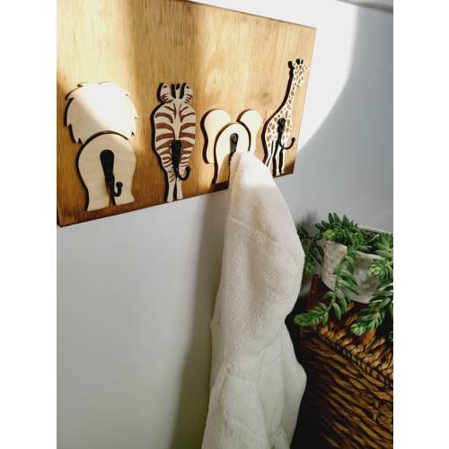Wood Safari Coat Clothes Hanger Hook Jungle Animals Nursery - Etsy