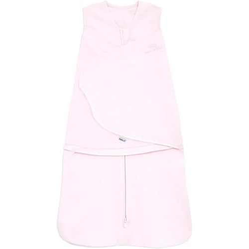 HALO 100% Cotton Sleepsack Swaddle, 3-Way Adjustable Wearable Blanket, TOG 1.5, Soft Pink, Newborn, 0-3 Months