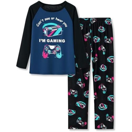 Beezizac Pajamas for Boys Game/Ninja/Dinosaur Long Sleeve & Pants PJ Size 6-18
