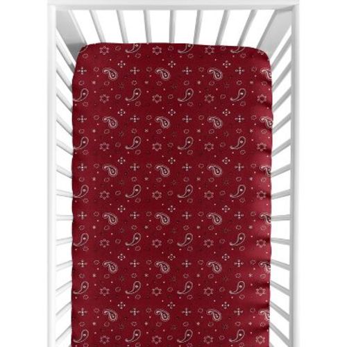 Sweet Jojo Designs Boy Baby Fitted Crib Sheet Wild West Cowboy Red