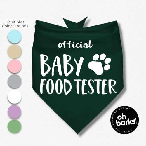 Pregnancy Announcement BABY FOOD TESTER Dog Bandana • Big Sis Bro Dog Bandana • Baby Announcement • Birth Announcement • Baby gifts
