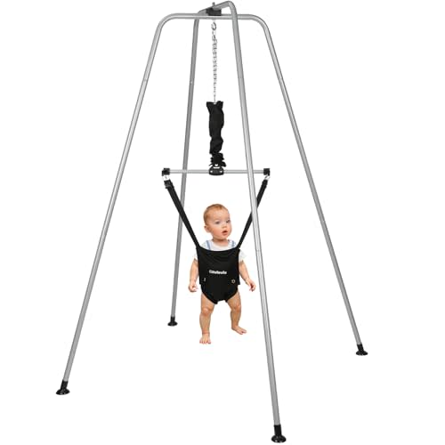 Cowiewie Baby Jumper with Stand, 2 in 1 Walking Harness Function, Quick-Folding Stand for Easy Storage, Portable Baby Jumper 6-12 Months