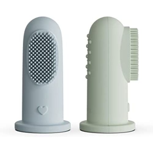 Moonkie Baby Toothbrush Finger Toothbrush Oral Cleaner Kit for 3 Months +, 2 Pcs (Cloud/Mint)