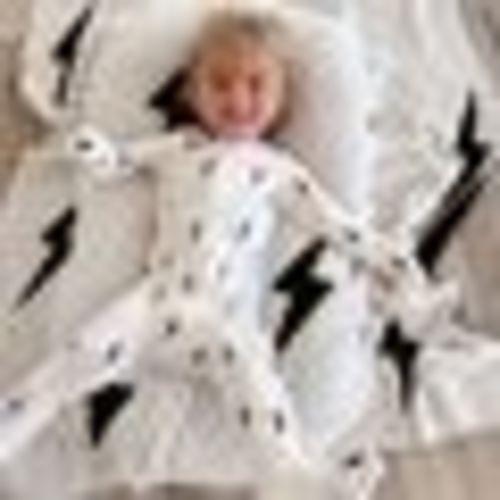 Bamboo Zip Pajamas | White & Black Lightning Bolt - 18-24 Months