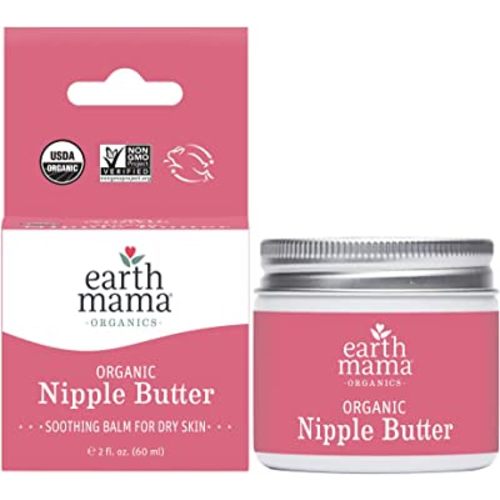 Organic Nipple Butter Breastfeeding Cream by Earth Mama | Lanolin-free, Postpartum Essentials Safe for Nursing, Non-GMO Project Verified, 2-Fluid Ounce