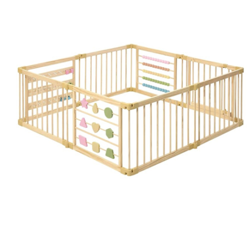 Wooden Playpen Extra Large for Toddlers and Babies - Foldable, Expandable, Adjustable - 8-10 Panels - Natural Wood - Unisex - Playpen