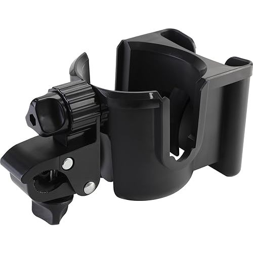 Universal Stroller Cup Holder with Phone Holder, 360°Rotatable Bottle Holder with Strong Clip, Accessories for Stroller, Bike, Wheelchair, Walker, Scooter (UM-SCH-B2409, Large)
