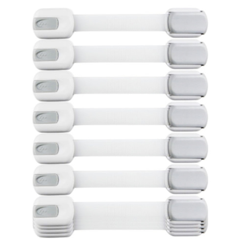 Child Safety Strap Locks (10 Pack) Baby Locks for Cabinets and Drawers, Toilet, Fridge & More. 3M Adhesive Pads. Easy Installation, No Drilling Required, White/Gray