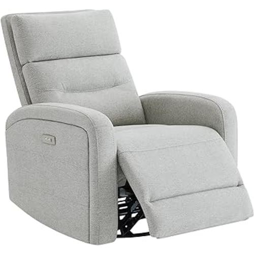 Watson & Whitely Power Recliner Swivel Glider Rocker, Recliner Chairs for Adults, Small Recliner with USB Port for Living Room, Fabric in Dove Grey