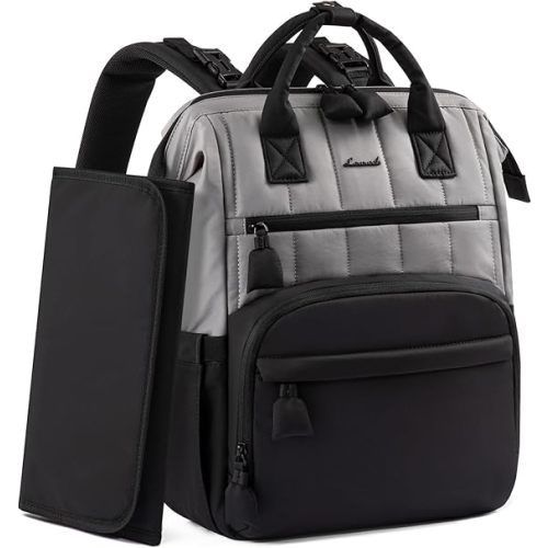 LOVEVOOK Puffer Diaper Backpack, Lightweight Baby Bag with Changing Pad, Diaper Bag for Mom Dad with Stroller Buckles