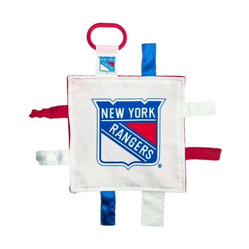 The Learning Lovey New York Rangers Baby Tag Toy - NHL Hockey Baby Sensory Crinkle Toys - Soft & Safe - Ideal Baby Stroller Toy - BPA Free w/Stroller Clip (8" x 8" Tag Toy)…