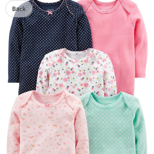 Simple Joys by Carter's Baby Girls' Long-Sleeve Bodysuit, Pack of 5