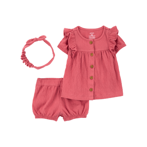 Baby 3-Piece Gauze Button-Front Top & Short Set - Carter's | Carter's