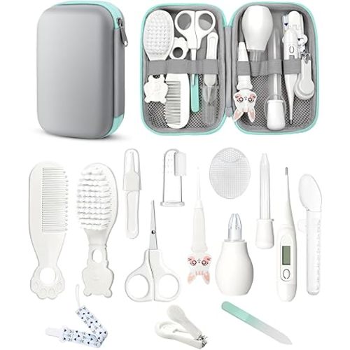 Baby Healthcare and Grooming Kit, Safety Newborn Nursery Baby Care Kit, with Hair Brush Comb, Nail Clipper, Thermometer, Pacifier Clip, Baby Registry Search, Baby Girl Boy Newborn Essentials