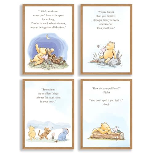 ZsaTuiy Winnie Wall Decor,the Pooh Poster,Nursary Baby Syuff -Winnie Nursery Decor Posters - Pooh Wall Decor, Winnie Baby Shower Decor, Winnie Room Decor,Blue