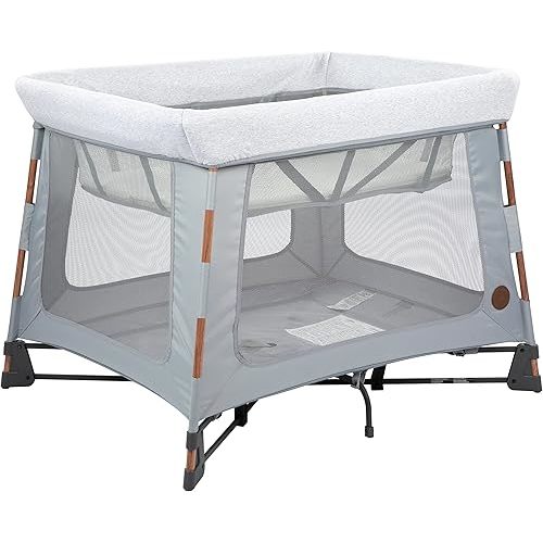 Maxi-Cosi Swift Lightweight Portable Playard, 1-Step Fold Playpen with Travel Bag, 2-Stage Mattress for Newborn to Toddlers, Essential Grey