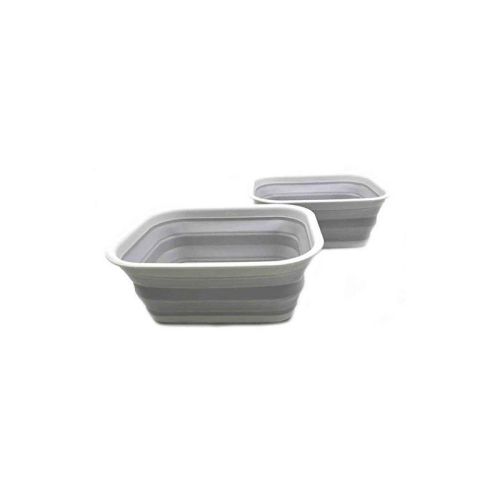 SAMMART Collapsible Tub 15 L (3.96 Gallon) Set of 2, Grey/Grey