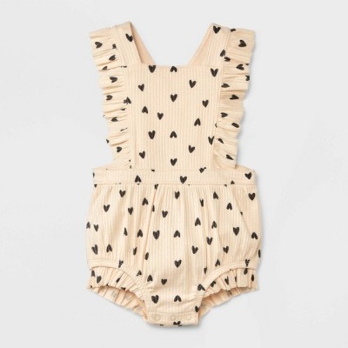 Baby Girls' Heart Ruffle Romper - Cat & Jack™ Light Yellow