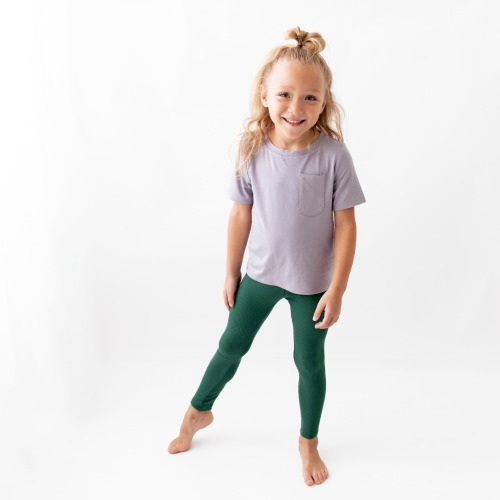 Ribbed Leggings in Forest