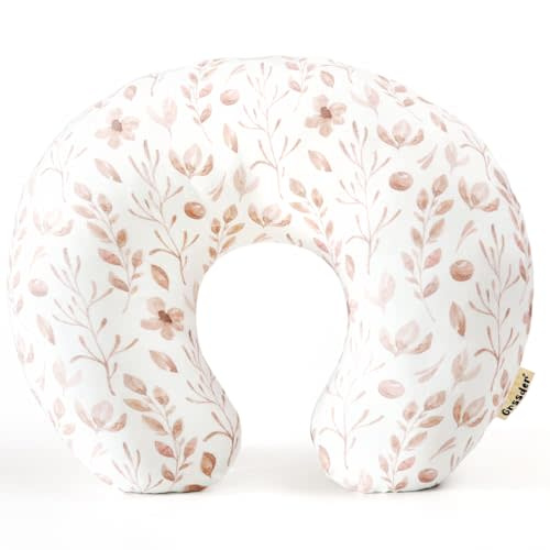 GRSSDER Nursing Pillow Cover, Stretchy Soft Minky Breastfeeding Pillow Slipcover, Fit Most Nursing Support Pillows for Breastfeeding, Comfortable Safe Pillow Cover, Watercolor Pink Flora