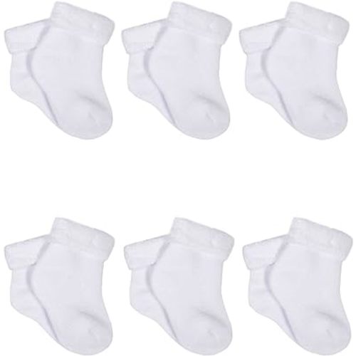 Gerber Baby 6-Pair Sock, White, 0-3 Months