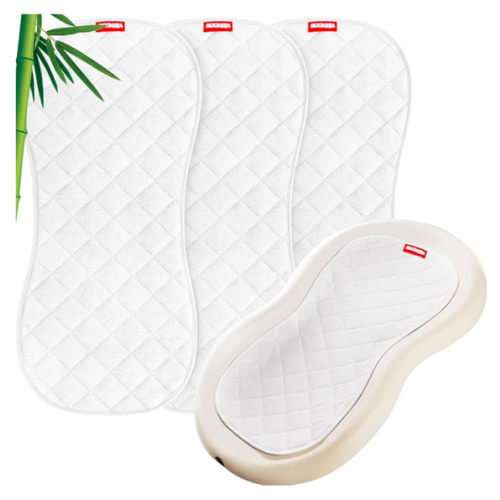 Moonsea Quilted Thicker Changing Pad Liner 3 Pack Waterproof, Fit for Changing Table Liners are Warm On a Baby's Back Non-Slip Design Reusable Pads Machine Washable, White
