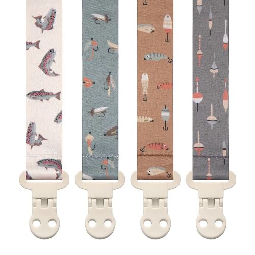 Baby Pacifier Clip Holder - Girl or Boy Unisex 4 Pack Gift Set – Fishing Theme (Gone Fishing)