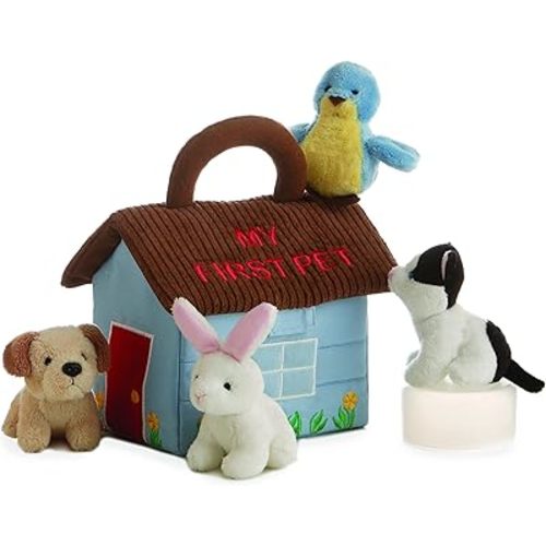 Aurora® Engaging Baby Talk™ My First Pet II™ Baby Stuffed Animal - Sensory Delight - Interactive Learning - Multicolor 6 Inches