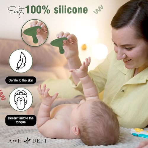 Comfortable Pacifiers 6-18 Months and Pacifiers 0-3 Months - Newborn Essentials Pacii - Soothing Breastfeeding Essentials (2 Pack) (Dark Beige and Green)