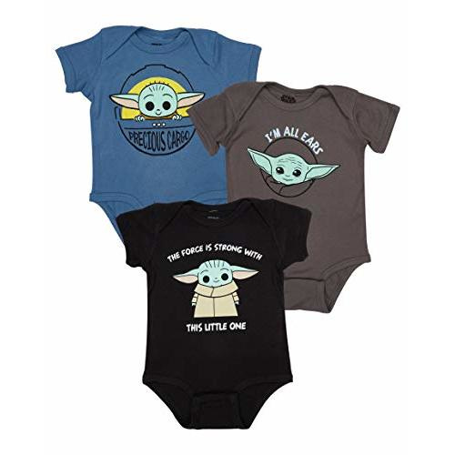 STAR WARS Baby Boys Bodysuit Three Pack - Baby Yoda Baby Clothes
