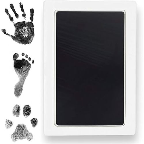 Extra Large Clean Touch Ink Pad for Baby Handprints and Footprints – Inkless Infant Hand & Foot Stamp – Safe for Babies, Doesn’t Touch Skin – Perfect Family Memory or Gift by Tiny Gifts, Black