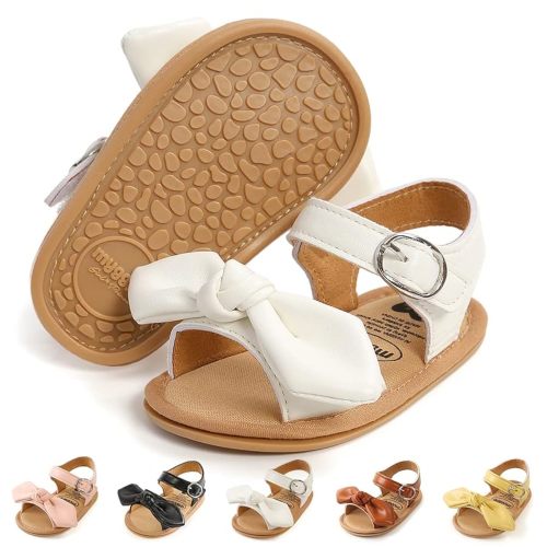 Meckior Baby Toddler Infant Girls PU Leather Soft Open Toe Summer Sandals Flower Princess Flat Shoes