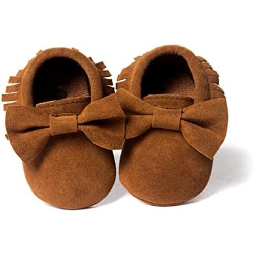 CENCIRILY Infant Baby Fringe Moccasin Slipper Boys Girls Tassel Suede Leather Toddler Sneakers Soft Sole First Walking Loafers Crib Shoes
